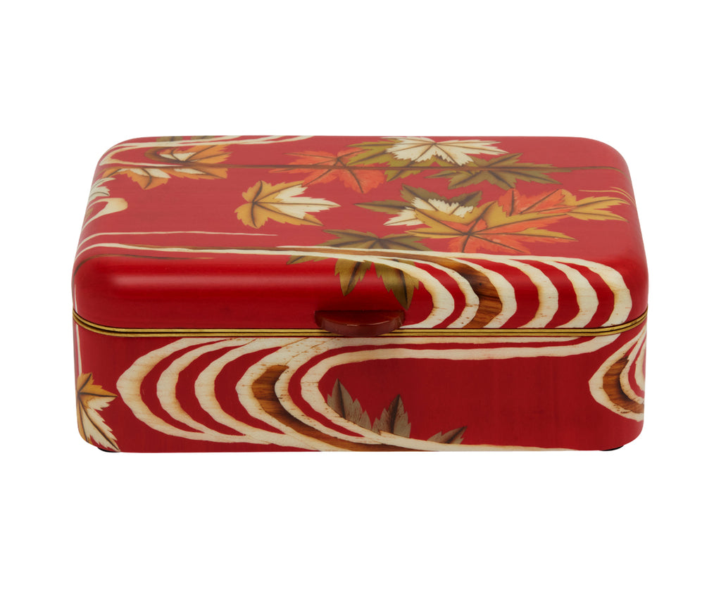 Medium Maple Flower Pattern Marquetry Box
