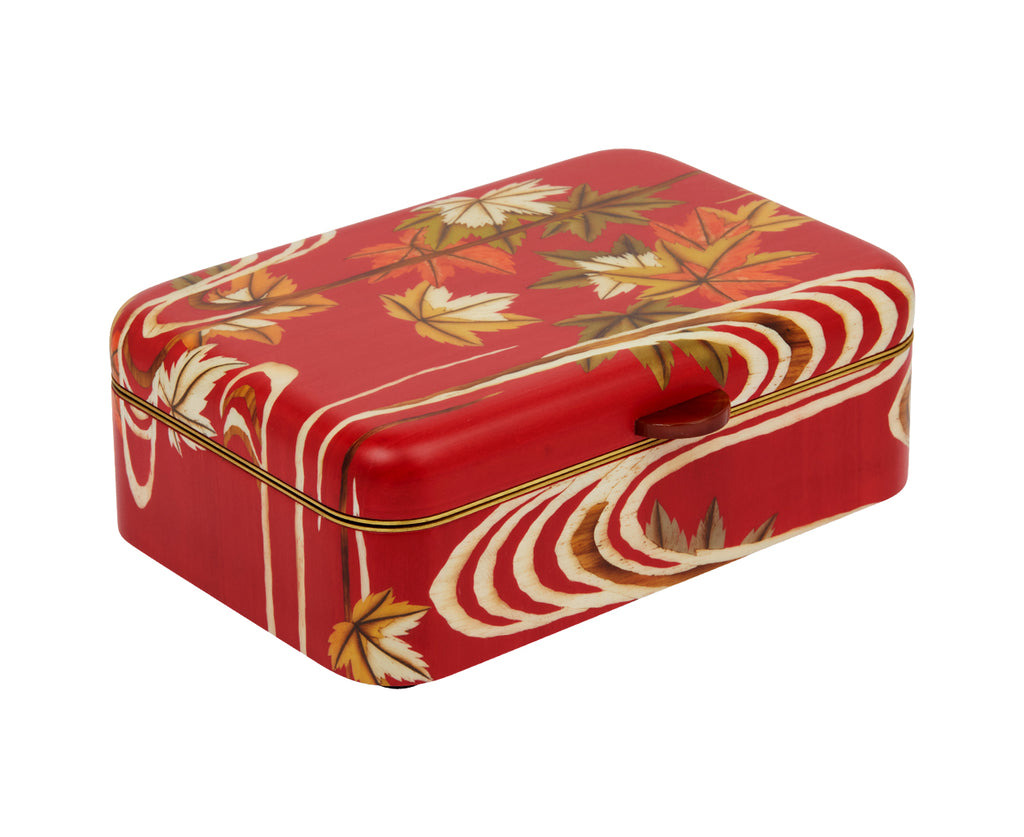 Medium Maple Flower Pattern Marquetry Box
