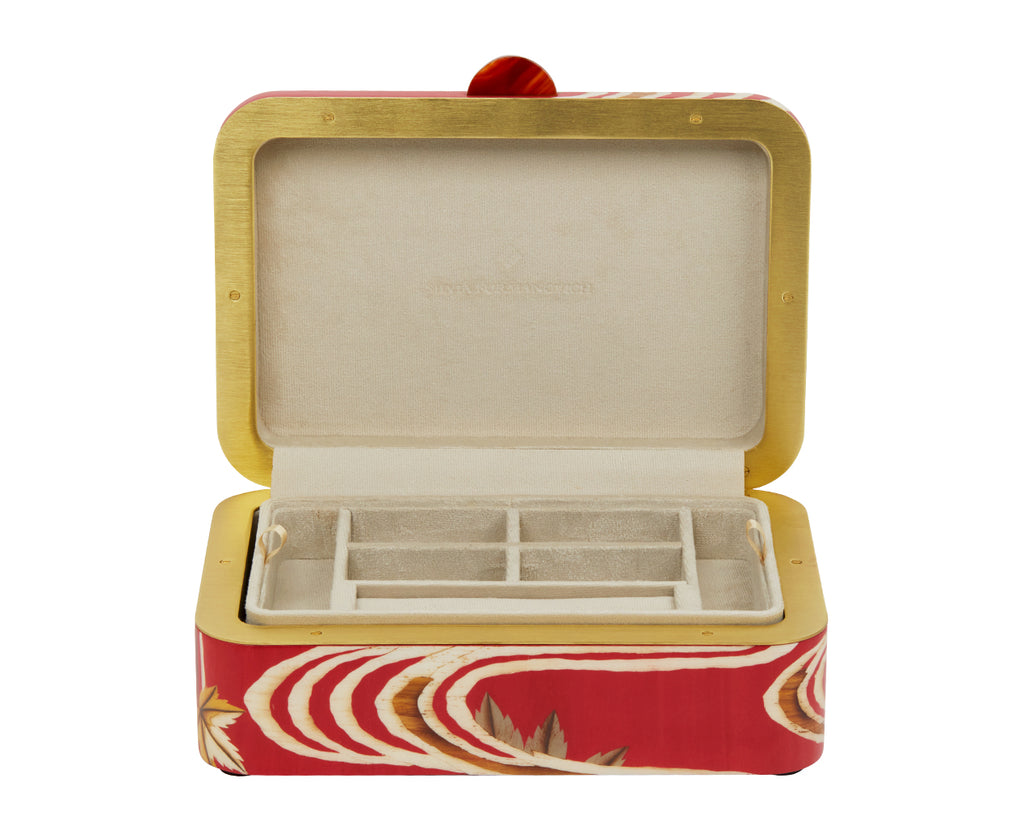 Medium Maple Flower Pattern Marquetry Box