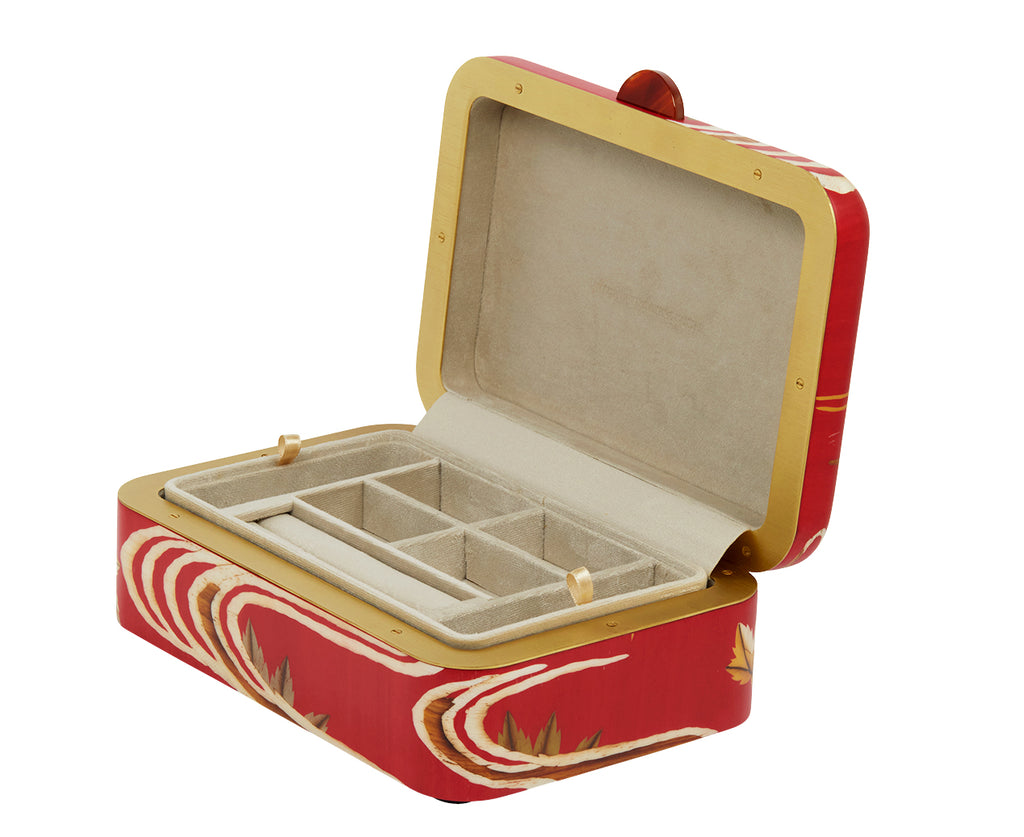 Medium Maple Flower Pattern Marquetry Box