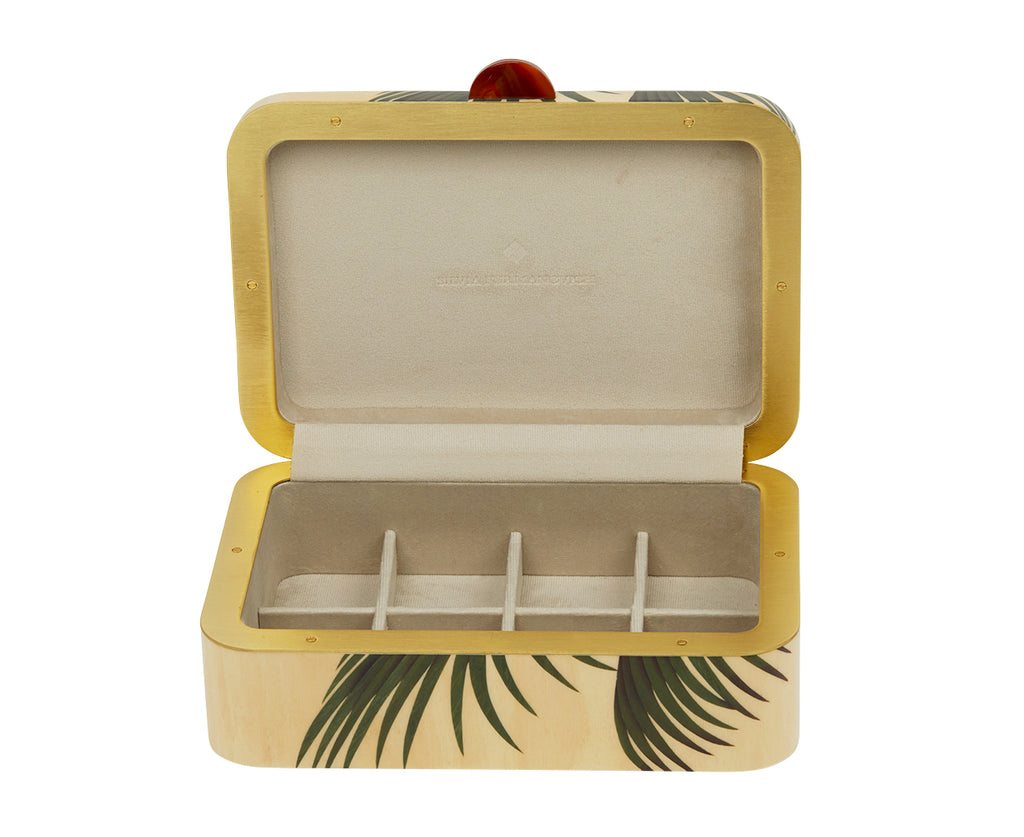 Medium Palm Tree Pattern Marquetry Box