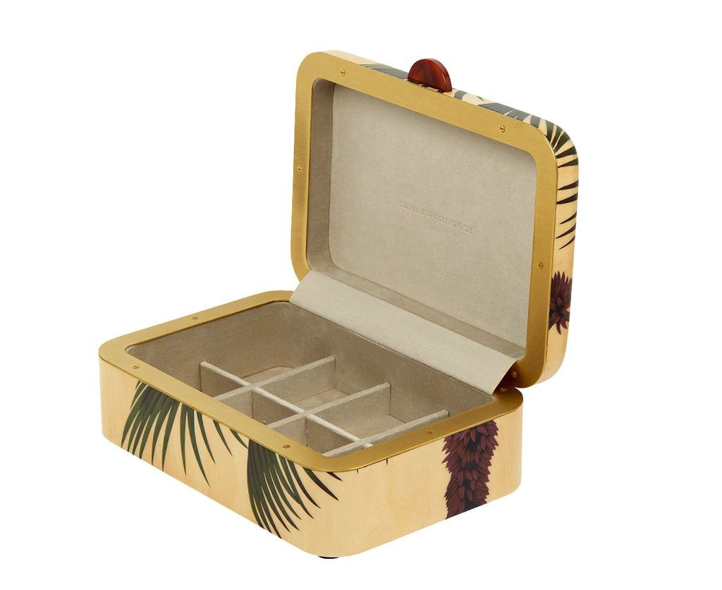 Medium Palm Tree Pattern Marquetry Box
