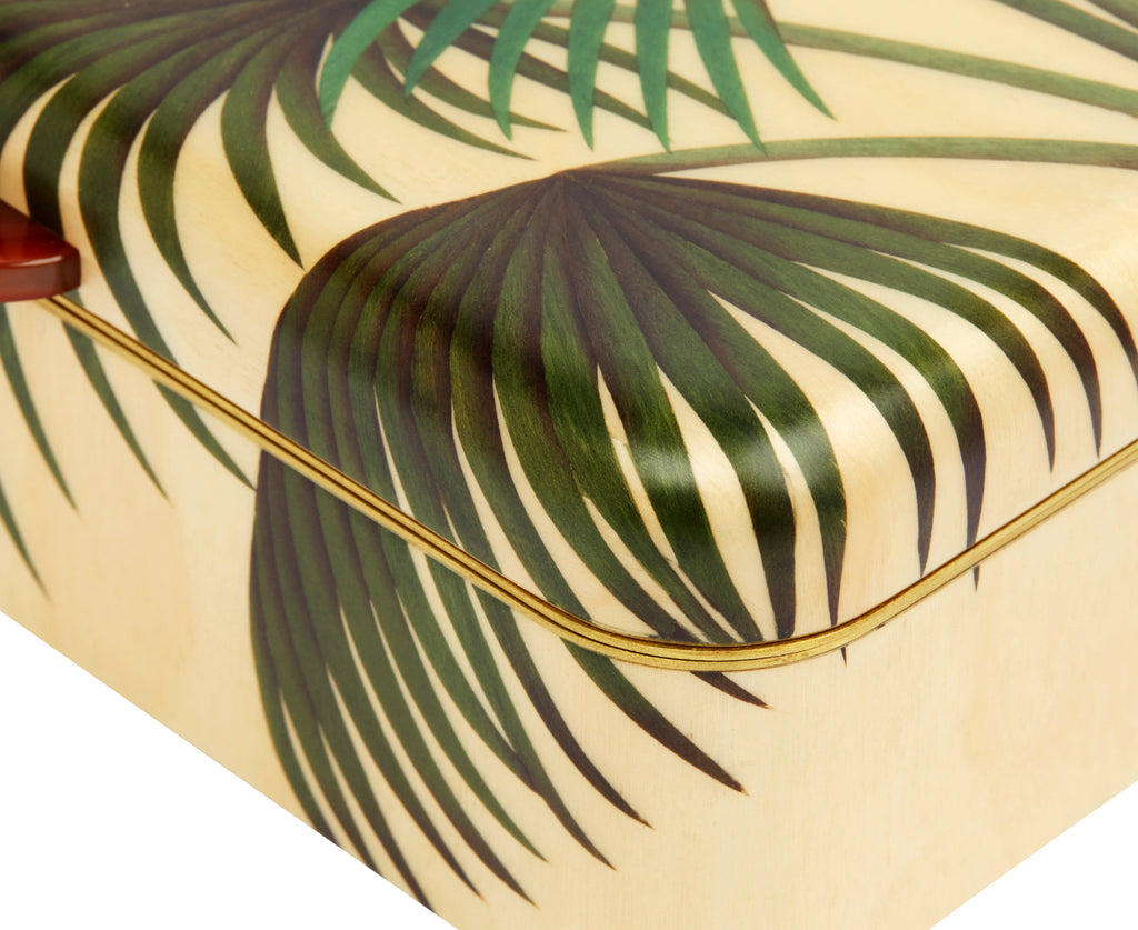 Medium Palm Tree Pattern Marquetry Box
