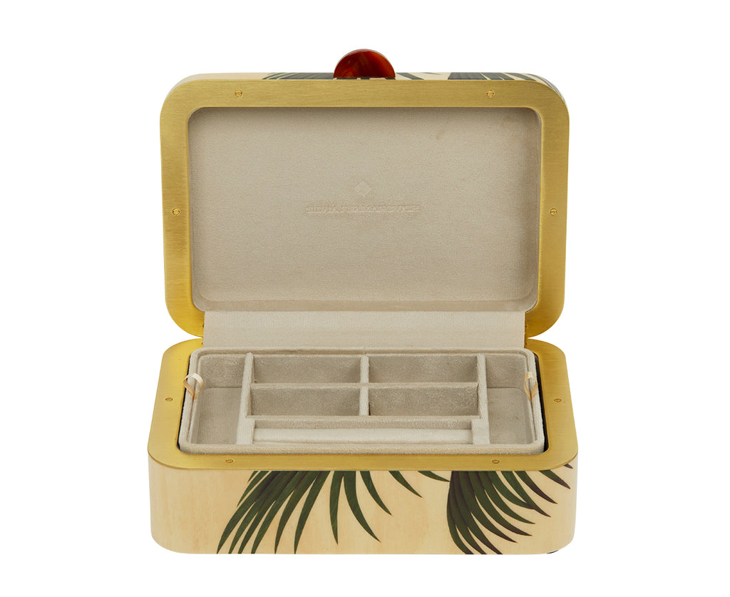 Medium Palm Tree Pattern Marquetry Box