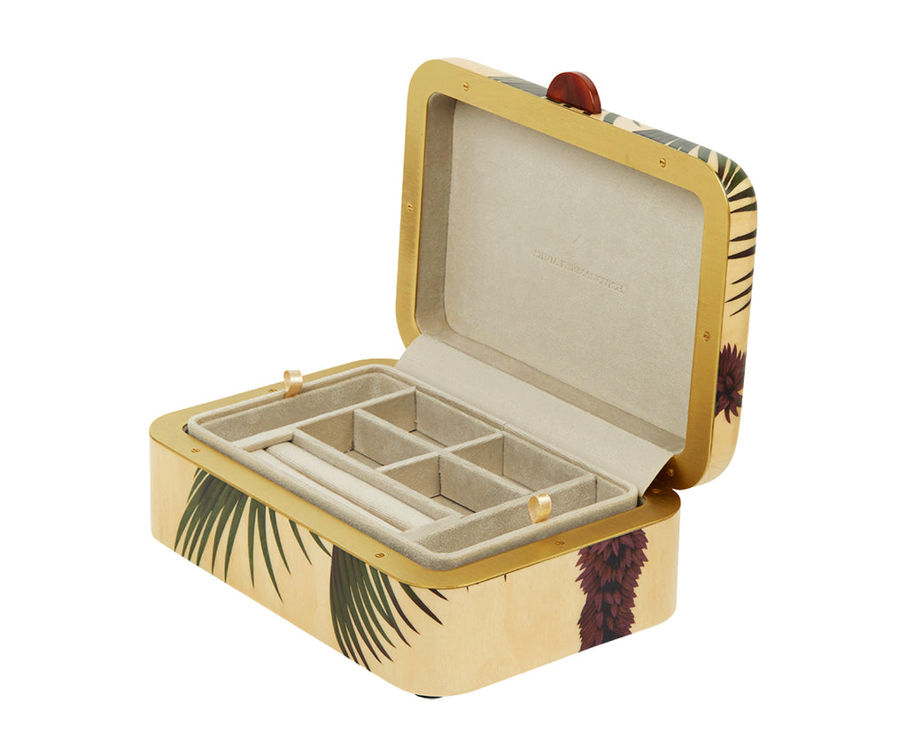 Medium Palm Tree Pattern Marquetry Box