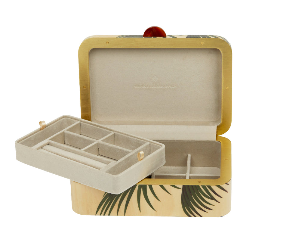 Medium Palm Tree Pattern Marquetry Box