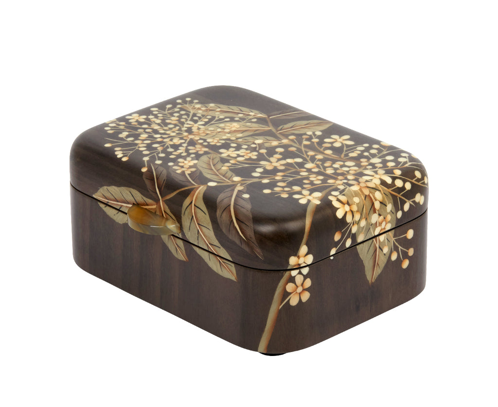 Small Gray Foliage Marquetry Box