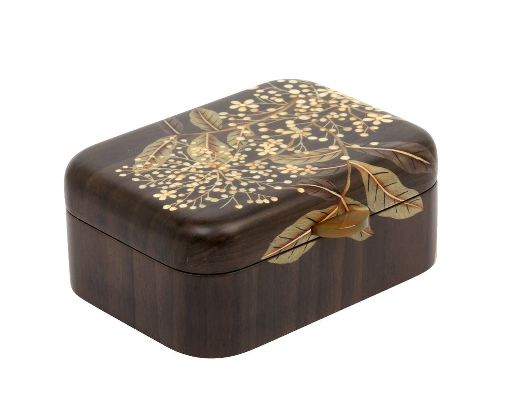 Small Gray Foliage Marquetry Box