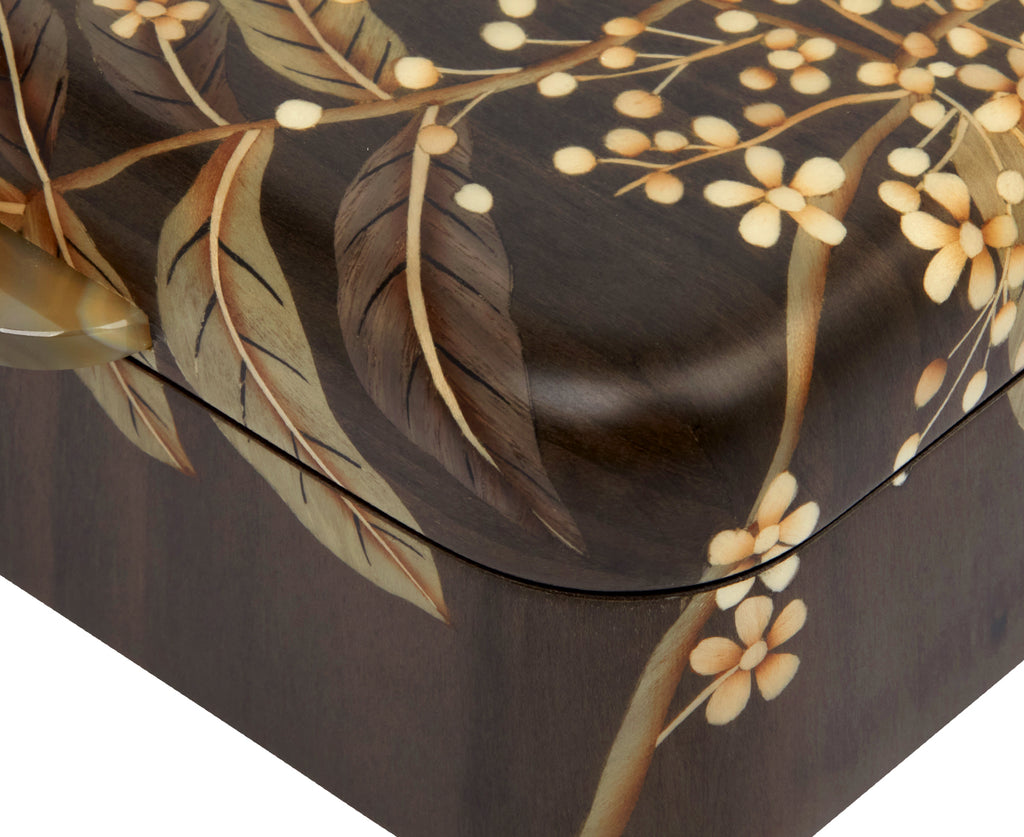 Small Gray Foliage Marquetry Box