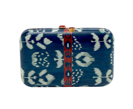 Blue Silk Road Marquetry Clutch