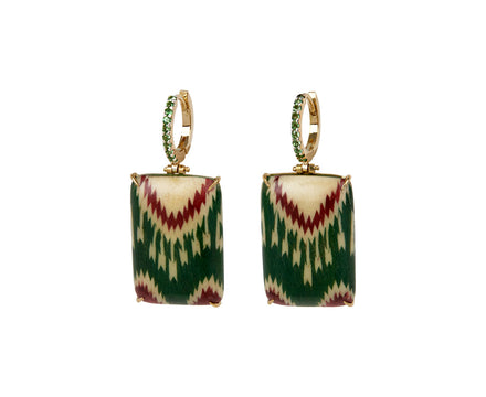 Silvia Furmanovich Tsavorite Garnet Huggie and Turquoise Marquetry Drop Earrings