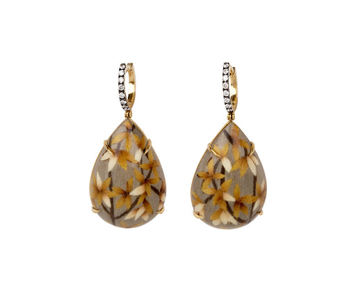 Silvia Furmanovich Diamond Huggie and Mini Marquetry Drop Earrings