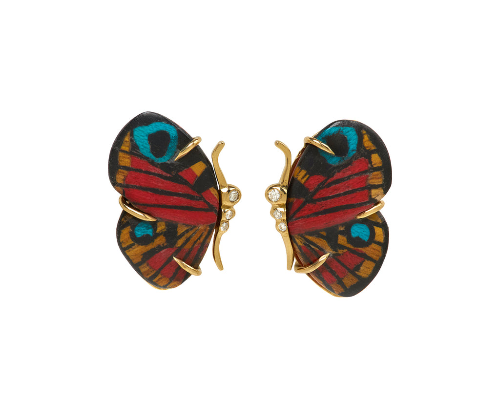 Small Marquetry Diamond Butterfly Earrings