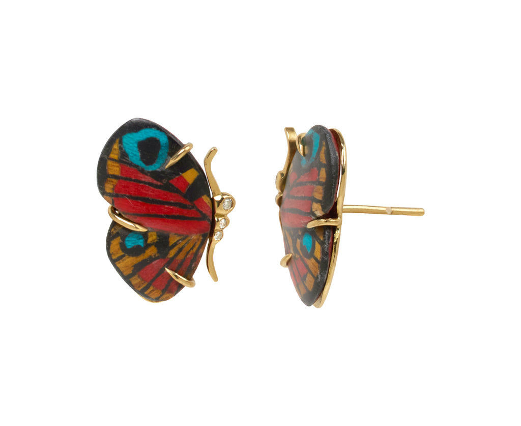Small Marquetry Diamond Butterfly Earrings