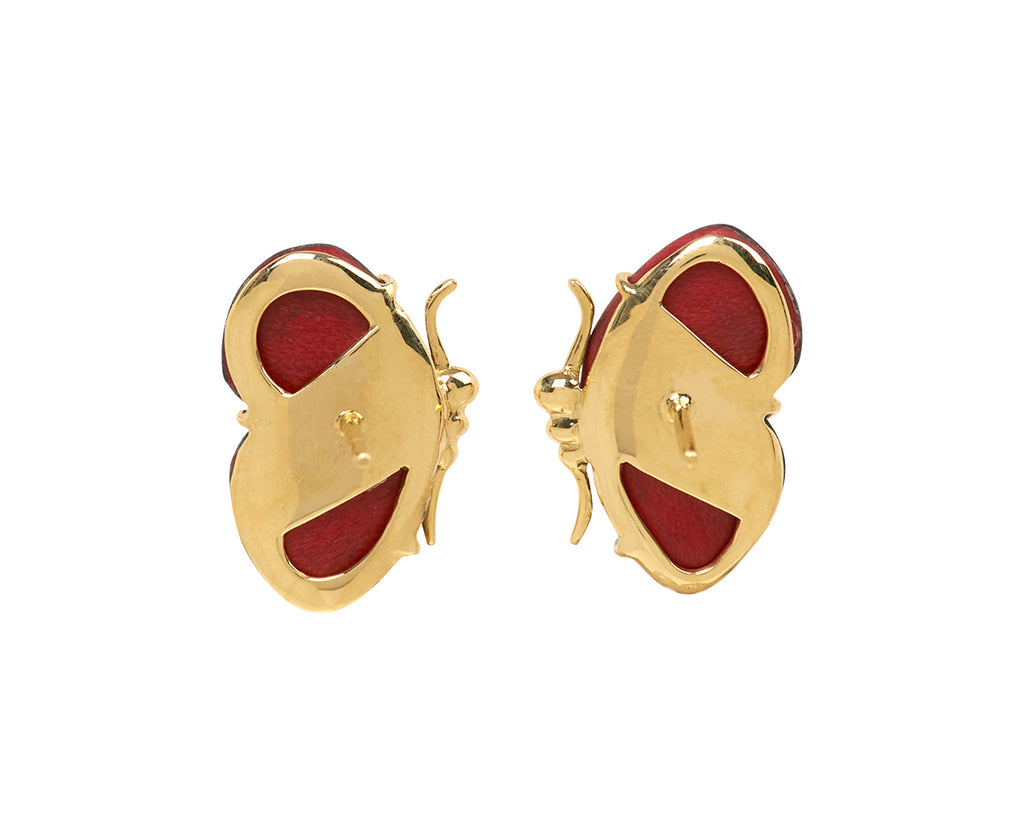 Small Marquetry Diamond Butterfly Earrings