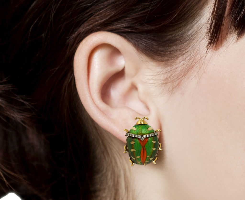 Marquetry Beetle Earrings - TWISTonline 