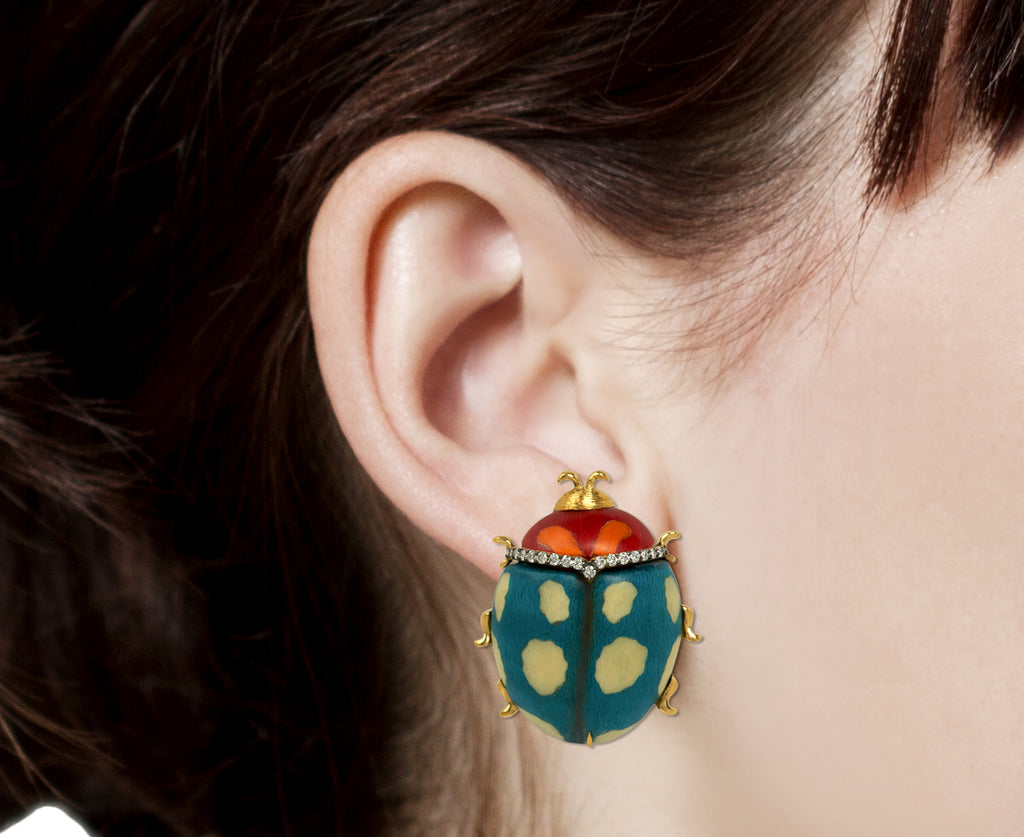 Marquetry Beetle Earrings - TWISTonline 