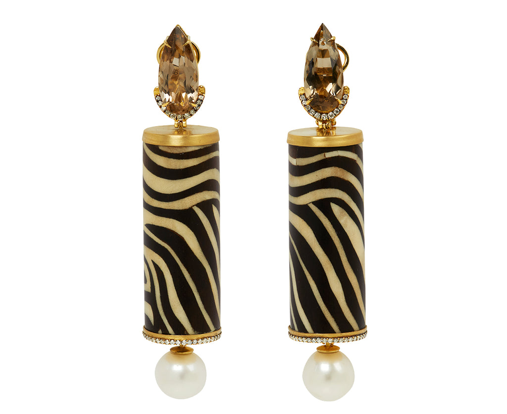 Smoky Quartz and Pearl Marquetry Drop Earrings - TWISTonline 