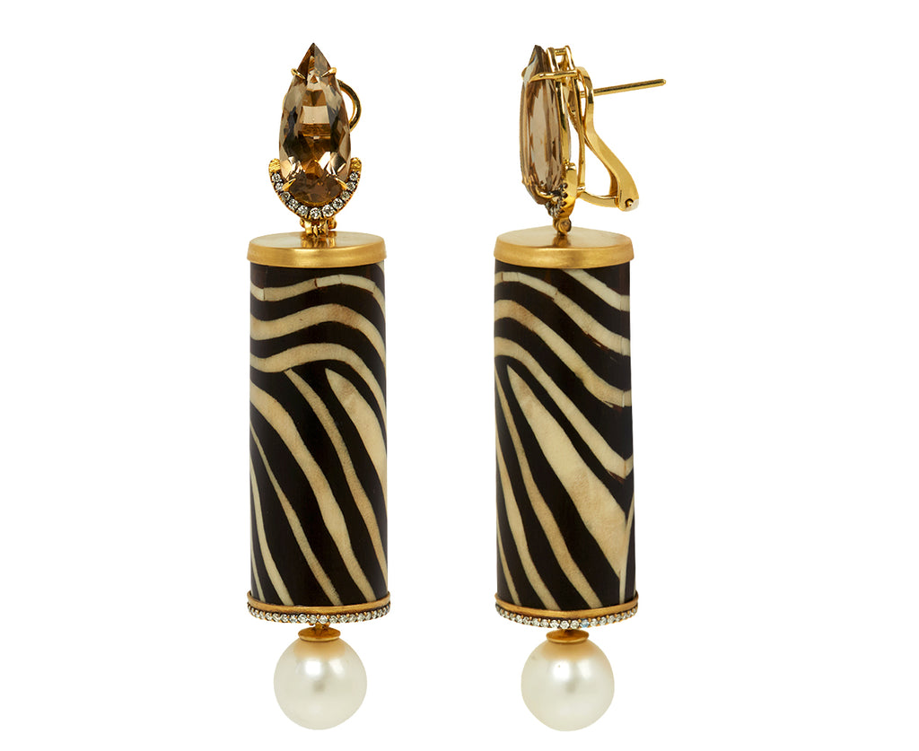 Smoky Quartz and Pearl Marquetry Drop Earrings - TWISTonline 