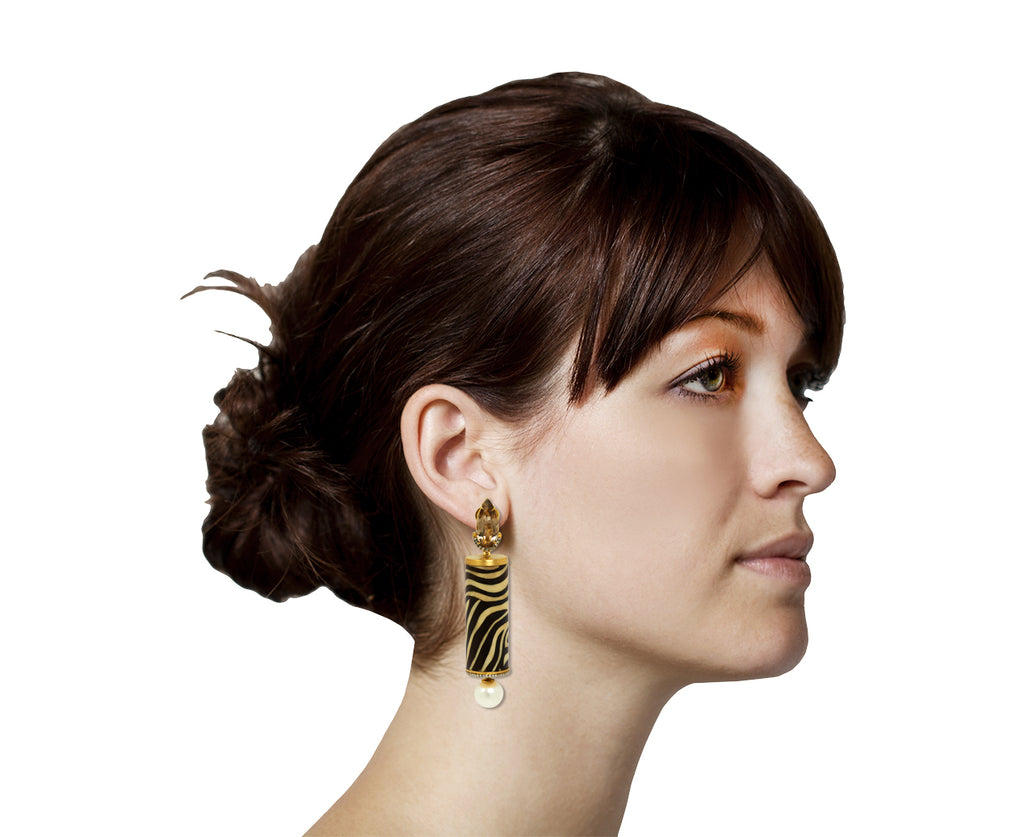 Smoky Quartz and Pearl Marquetry Drop Earrings - TWISTonline 