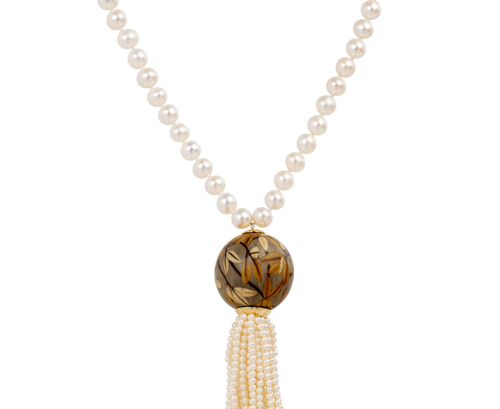 Pearl Lariat Necklace with Tassels – American Swank