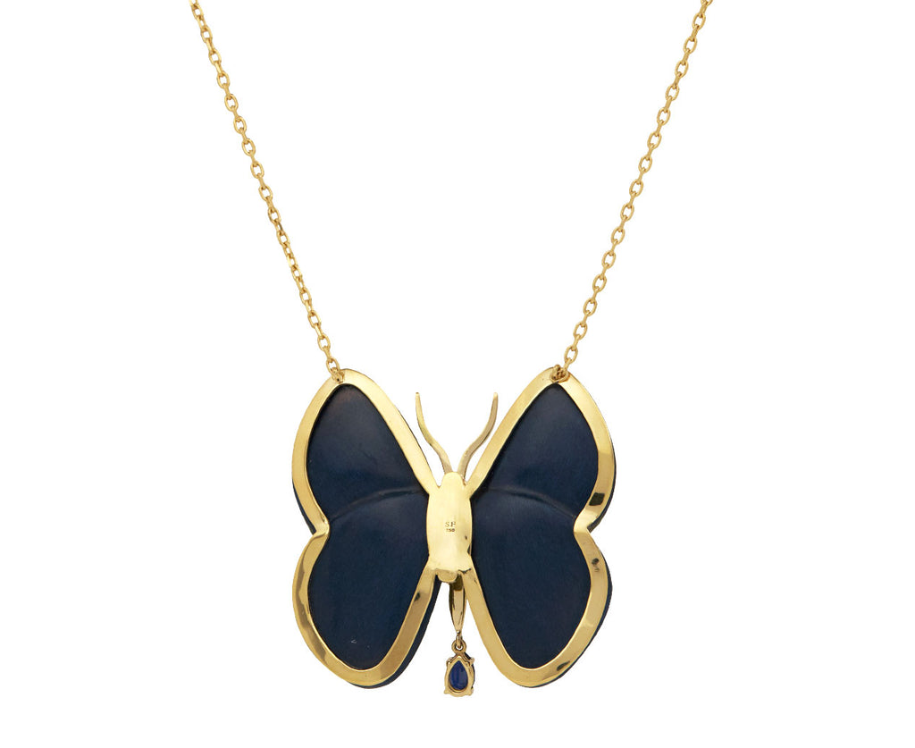Marquetry Butterfly Pendant with Diamonds and Kyanite