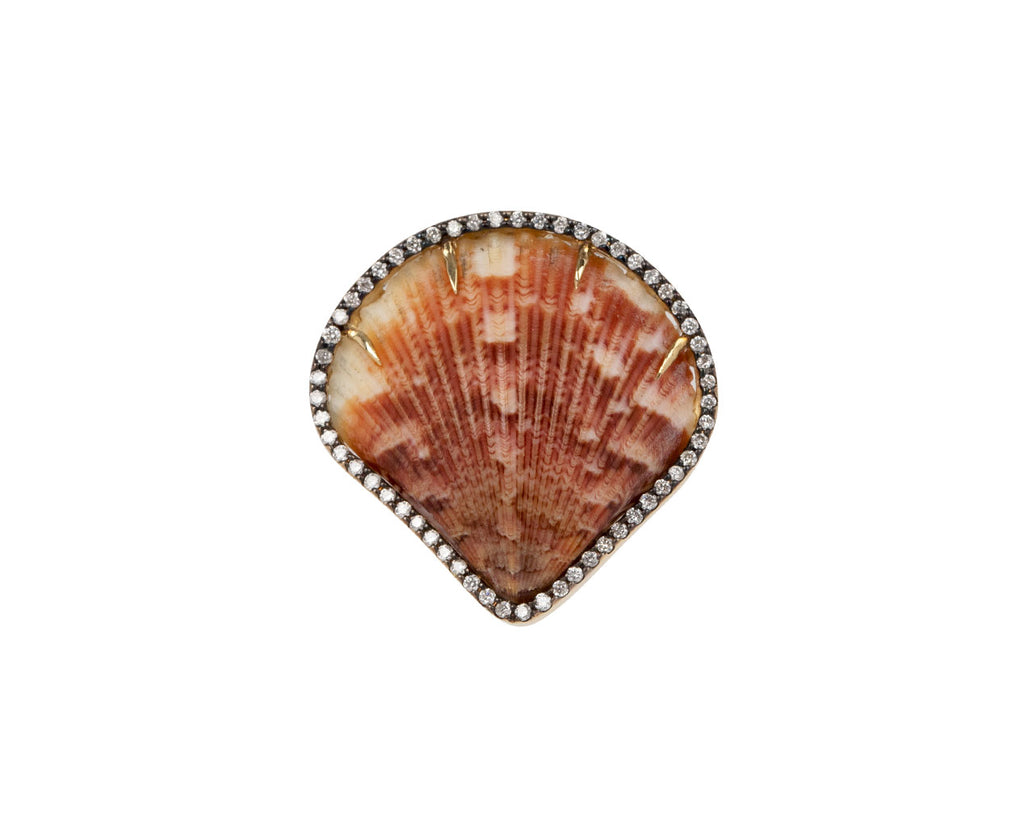 Brown Shell and Diamond Ring