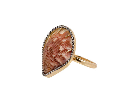 Brown Shell and Diamond Ring