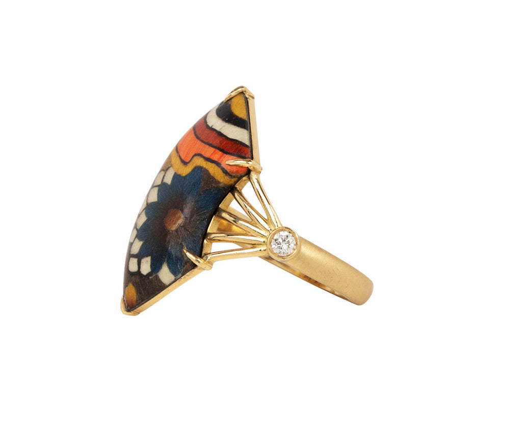 Marquetry Fan and Diamond Ring