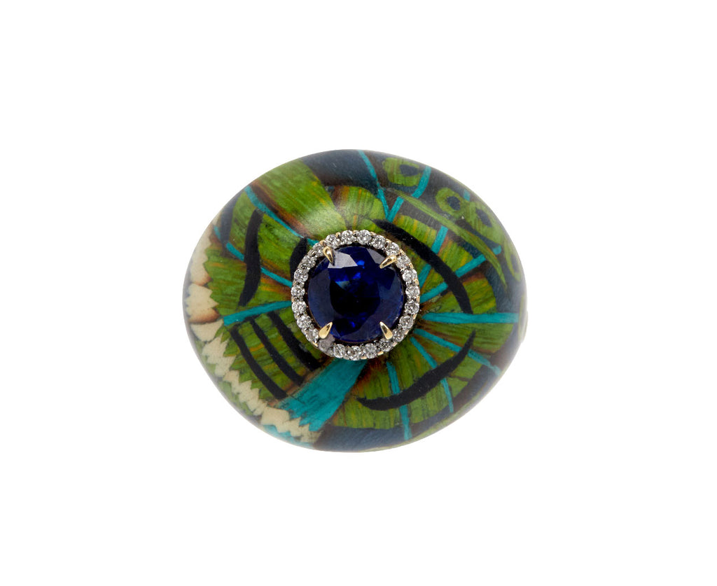 Marquetry Butterfly and Kyanite Ring