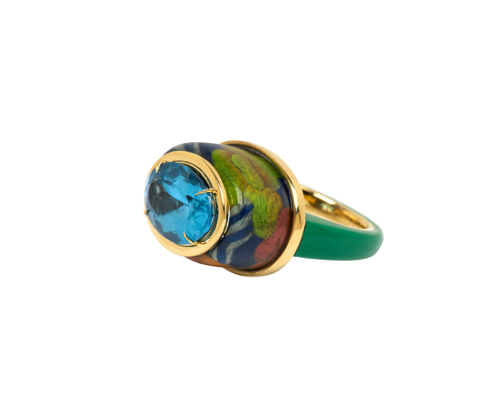 Blue Topaz Marquetry Ring