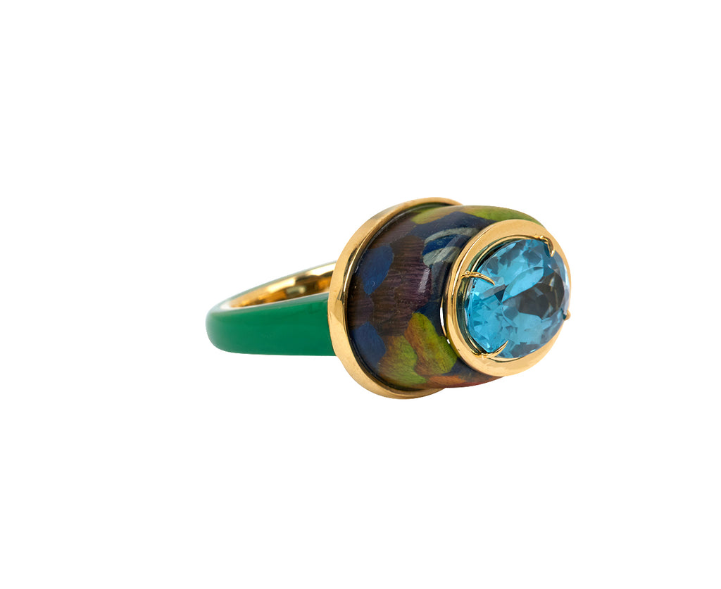 Blue Topaz Marquetry Ring