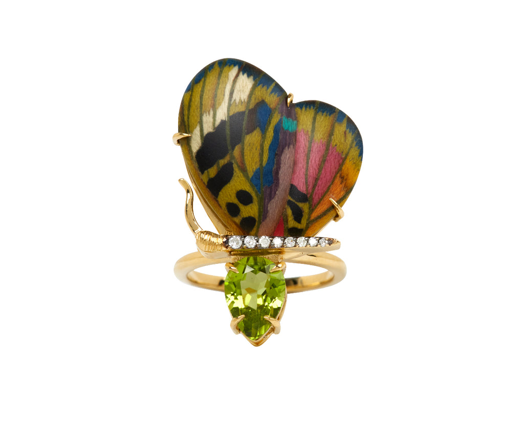 Peridot Marquetry Butterfly Wing Ring