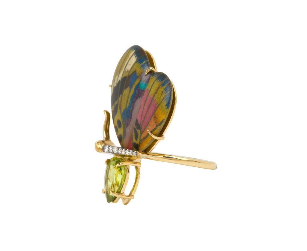 Peridot Marquetry Butterfly Wing Ring