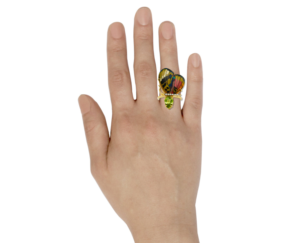 Peridot Marquetry Butterfly Wing Ring