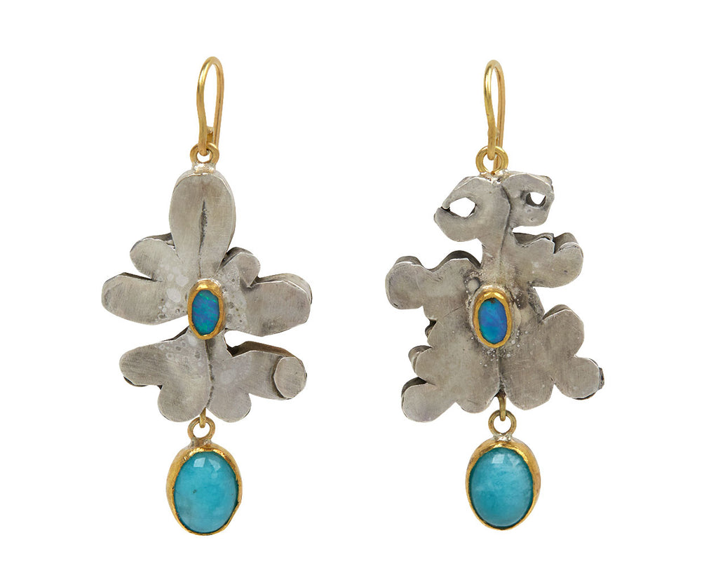 Silver Leftover Shape with Opal and Amazonite Earrings