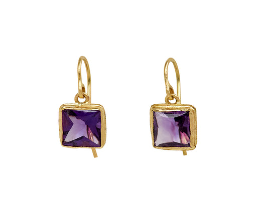 Judy Geib Pretty Square Amethyst Drop Earrings