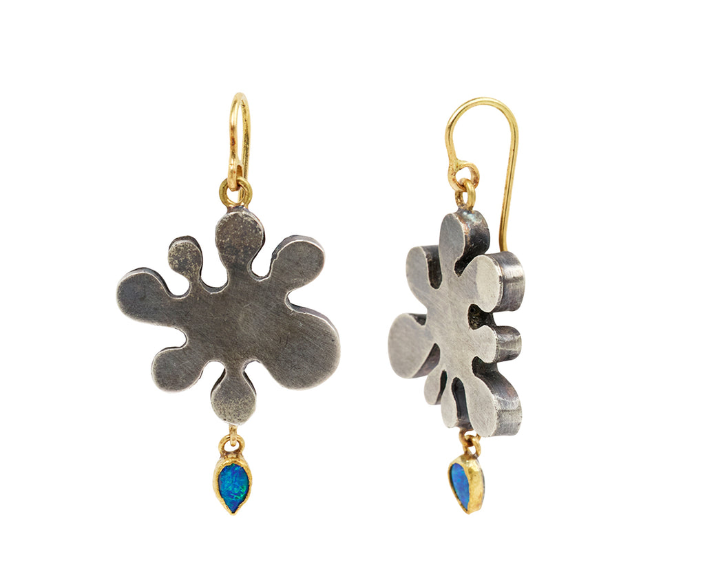 Silver Amorphous and Opal Drop Earrings