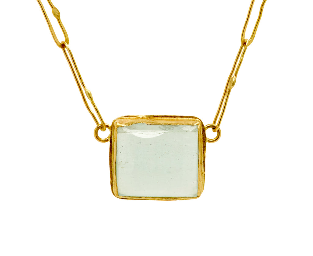 Judy Geib Cabochon Aquamarine Echo Necklace - closeup