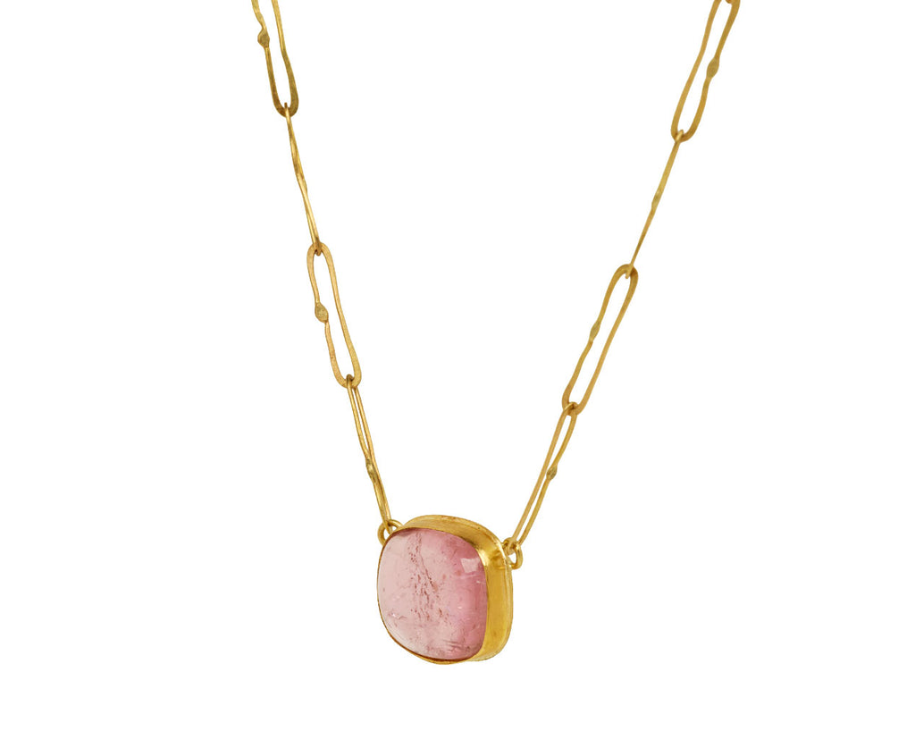 Judy Geib Cushion Cut Cabochon Pink Tourmaline Echo Necklace Side View