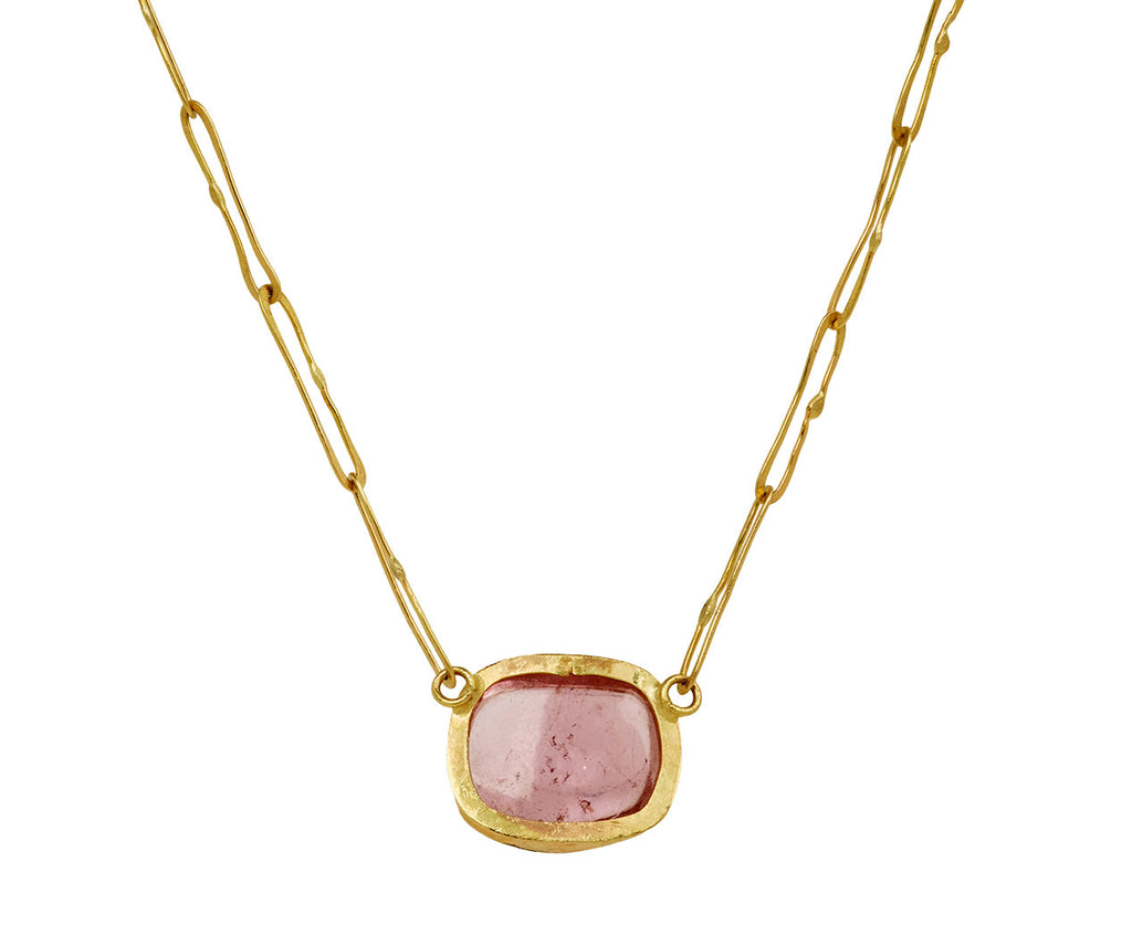 Cushion Cut Cabochon Pink Tourmaline Echo Necklace