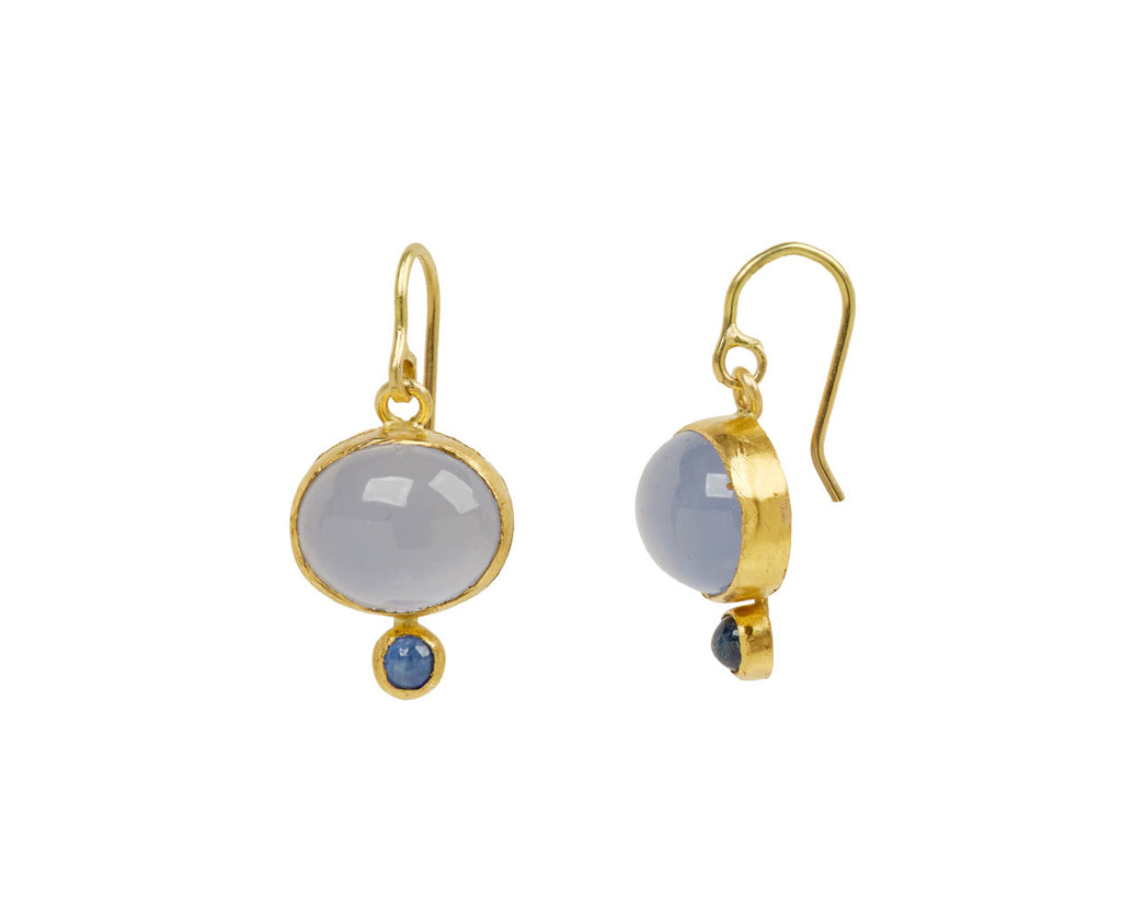 Judy Geib Chalcedony and Blue Sapphire Drop Earrings Side