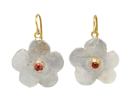 Larger Pink Tourmaline Silver Cherry Blossom Earrings