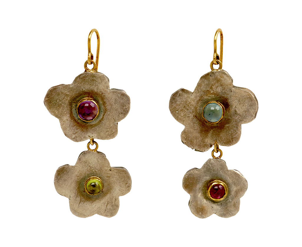 Judy Geib Double Drop Multi Gem Cherry Blossom Earrings