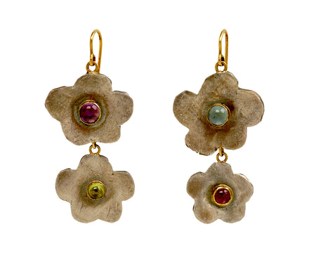 Judy Geib Double Drop Multi Gem Cherry Blossom Earrings