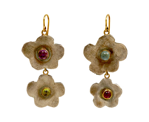 Judy Geib Double Drop Multi Gem Cherry Blossom Earrings
