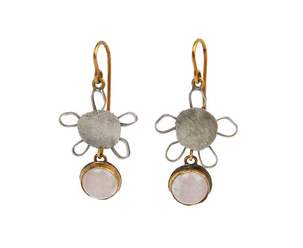 Small Rose Quartz Cherry Blossom Earrings