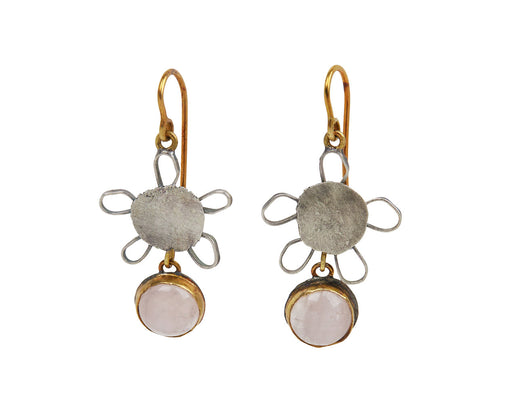 Small Rose Quartz Cherry Blossom Earrings