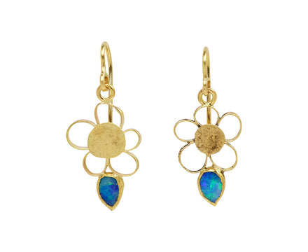 Gold Blossom Flowery Opal Earrings