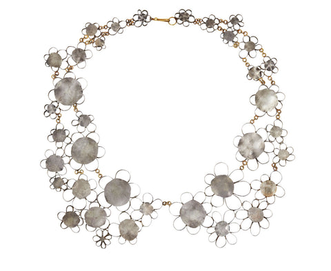 Silver Cherry Blossom Peter Pan Collar Necklace